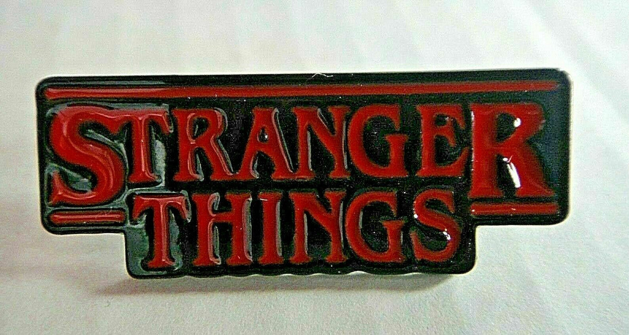 1. 1/2 inches tall, a new Stranger Thing TV Series Logo  Metal Enamel Pin with clutch back.   New.

Please note we will always combine shipping on like items.  Any additional patch or pin will ship for 50 cent per item.  Any additional payment will be reimbursed to your Paypal account.  Thank You.