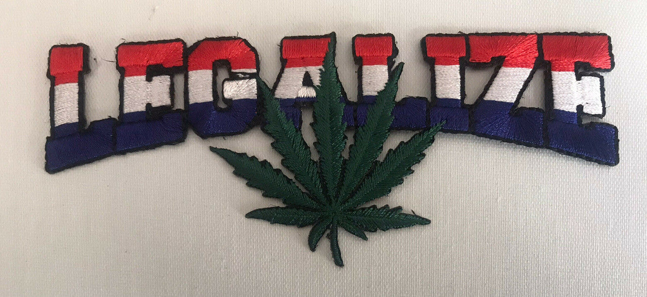 5.5 inches wide, a new Legalize "POT" Marijuana embroidered patch. Sew on or iron on. New. 

Please note we will always combine shipping on like items.  Any additional patch or pin will ship for 50 cent per item.  Any additional payment will be reimbursed to your Paypal account.  Thank You.