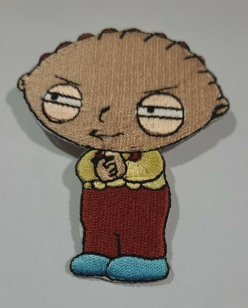 3 inches square,  Family Guy, Stewie Evil Genius! embroidered patch,  Sew on or iron.  New  

Please note we will always combine shipping on like items.  Any additional patch or pin will ship for 50 cent per item.  Any additional payment will be reimbursed to your Paypal account.  Thank You.