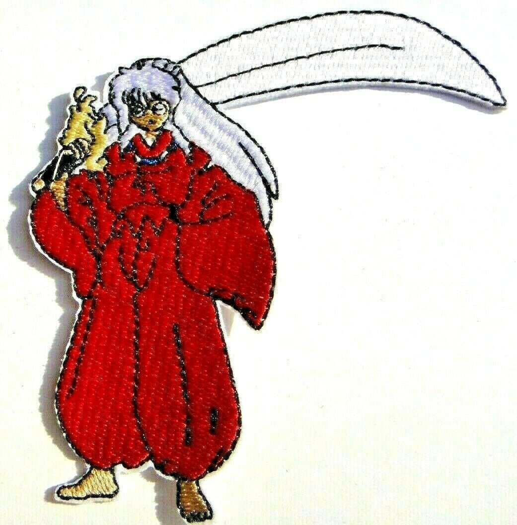3.5 inches tall, a new Inuyasha "Standing" embroidered patch. Sew or iron on. New. 

Please note we will always combine shipping on like items.  Any additional patch or pin will ship for 50 cent per item.  Any additional payment will be reimbursed to your Paypal account.  Thank You.