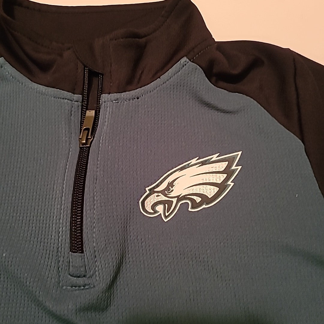 NFL Philadelphia Eagles Long-Sleeve Polo Style Zippered T-Shirt - Women Large