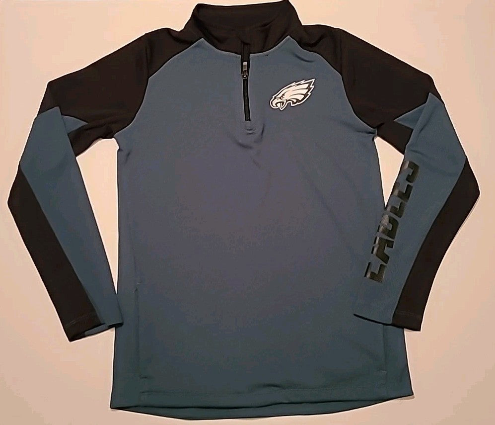 NFL Philadelphia Eagles Long-Sleeve Polo Style Zippered T-Shirt - Women Large