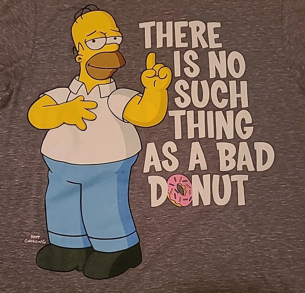 Homer Simpson “No Bad Donuts…” Mens Medium Unisex T-Shirt -New