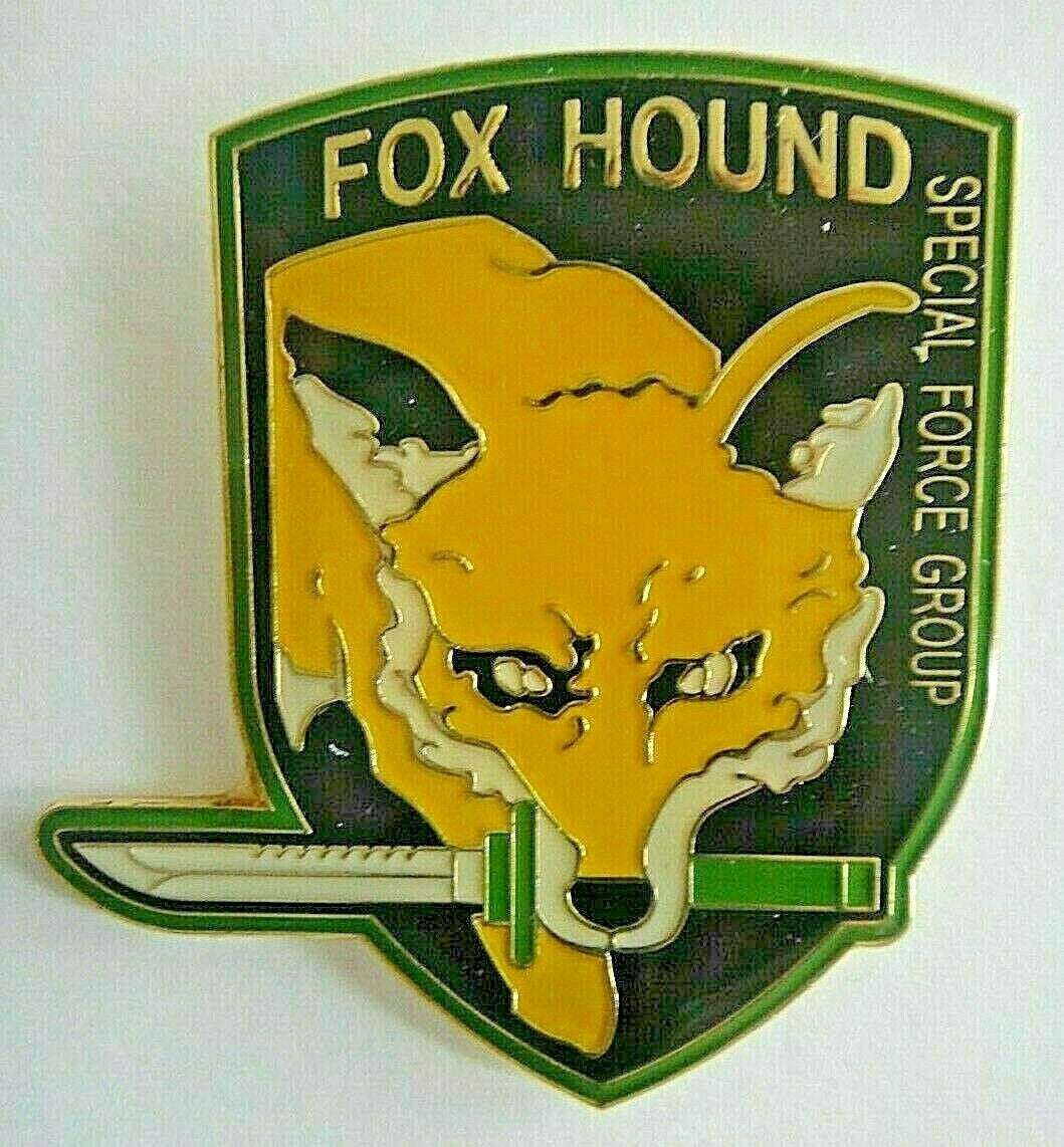 1 1/2 inches tall. the Metal Gear Solid "Fox Hound" Special Force Group enamel pin with clutch back. New.

Please note we will always combine shipping on like items.  Any additional patch or pin will ship for 50 cent per item.  Any additional payment will be reimbursed to your Paypal account.  Thank You.