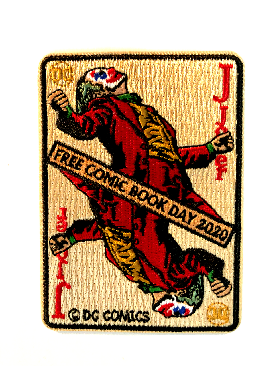 3.5 inches tall. a new, DC Comics, The Joker Card "Free Comic Book Day 2020" embroidered patch from the 1966 TV show. Sew on or iron on. New.
 
Please note we will always combine shipping on like items.  Any additional patch or pin will ship for 50 cent per item.  Any additional payment will be reimbursed to your Paypal account.  Thank You.