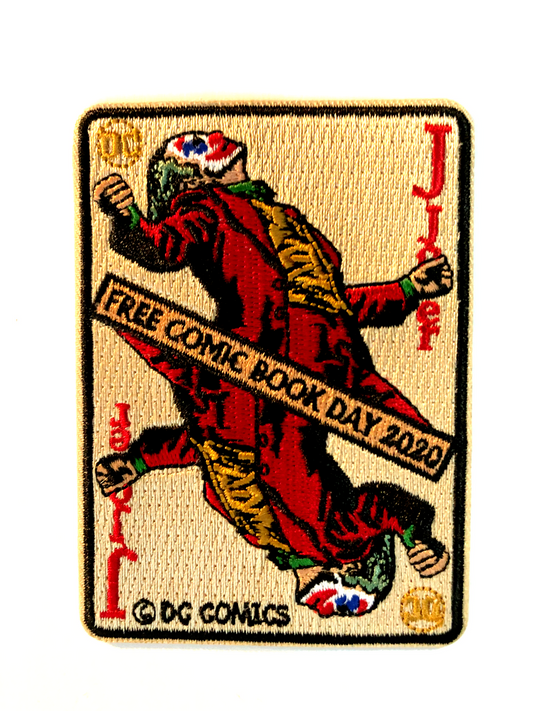 3.5 inches tall. a new, DC Comics, The Joker Card "Free Comic Book Day 2020" embroidered patch from the 1966 TV show. Sew on or iron on. New.
 
Please note we will always combine shipping on like items.  Any additional patch or pin will ship for 50 cent per item.  Any additional payment will be reimbursed to your Paypal account.  Thank You.