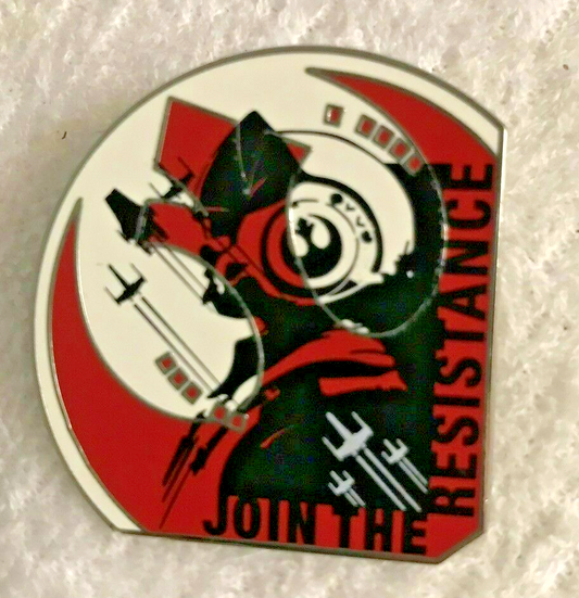 1.75 inches diameter, Star Wars The Last Jedi "Join the Resistance enamel pin with clutch back. New.

Please note we will always combine shipping on like items.  Any additional patch or pin will ship for 50 cent per item.  Any additional payment will be reimbursed to your Paypal account.  Thank You.