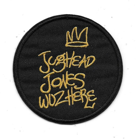 3 inches in diameter, a  new Riverdale TV Series "Jughead Jones Wuz Here" embroidered patch. Sew on or iron on. New.

Please note we will always combine shipping on like items.  Any additional patch or pin will ship for 50 cent per item.  Any additional payment will be reimbursed to your Paypal account.  Thank You.