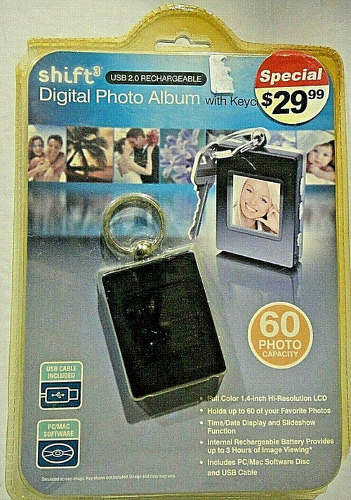 Shift3 Digital Photo Album with Keychain (Black) -new