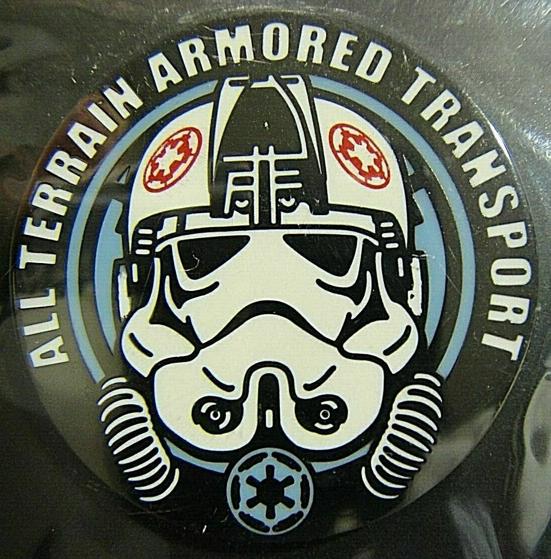 1.25 inches tall, a new Star Wars Celebration 2016 "All Terrain Armoured Transport Pilot Helmet" Clossiane Enamel pin with clutch back.  Good Luck.

Please note we will always combine shipping on like items.  Any additional patch or pin will ship for 50 cent per item.  Any additional payment will be reimbursed to your Paypal account.  Thank You