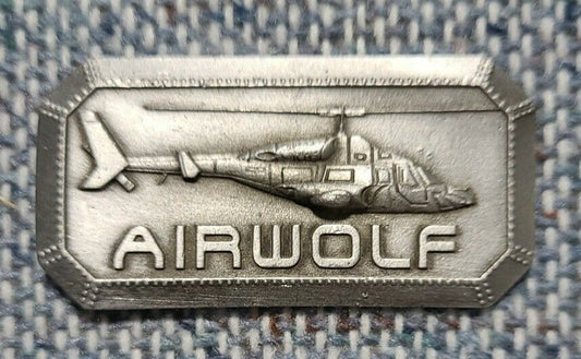 1 3/4 inches wide, a new Air Wolf 3D Embossed Bell-222A Helicopter enamel pin with clutch back. New.

Please note we will always combine shipping on like items.  Any additional patch or pin will ship for 50 cent per item.  Any additional payment will be reimbursed to your Paypal account.  Thank You.