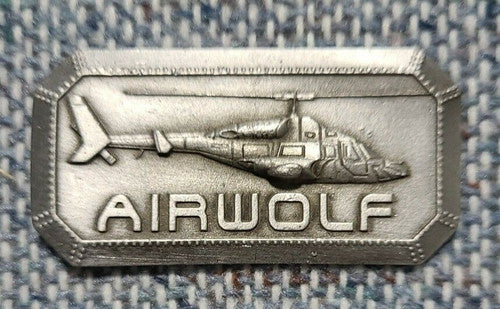 Air Wolf 3D Embossed Bell-222A Helicopter Enamel Pin - New