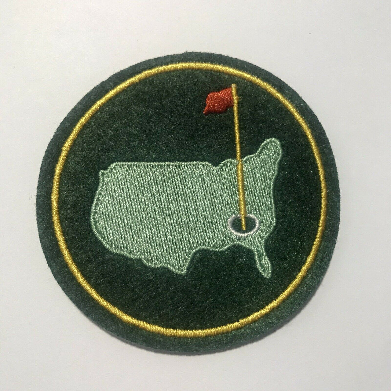 3 inches wide,  a new PGA "The Masters" Logo embroidered patch. Sew on or Iron on. 
 
Please note we will always combine shipping on like items.  Any additional patch or pin will ship for 50 cent per item.  Any additional payment will be reimbursed to your Paypal account.  Thank You.
