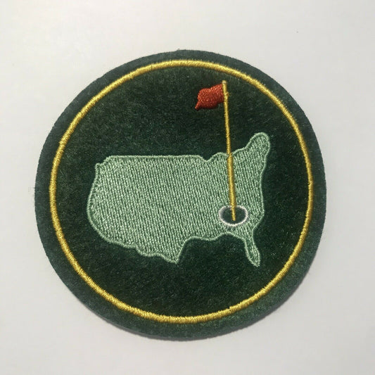 3 inches wide,  a new PGA "The Masters" Logo embroidered patch. Sew on or Iron on. 
 
Please note we will always combine shipping on like items.  Any additional patch or pin will ship for 50 cent per item.  Any additional payment will be reimbursed to your Paypal account.  Thank You.