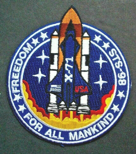 3 1/4 inches in diameter, a new Armageddon Mission Patch, STS-98 shoulder embrodiered patch. Sew on or iron on. New.

Please note we will always combine shipping on like items.  Any additional patch or pin will ship for 50 cent per item.  Any additional payment will be reimbursed to your Paypal account.  Thank You.