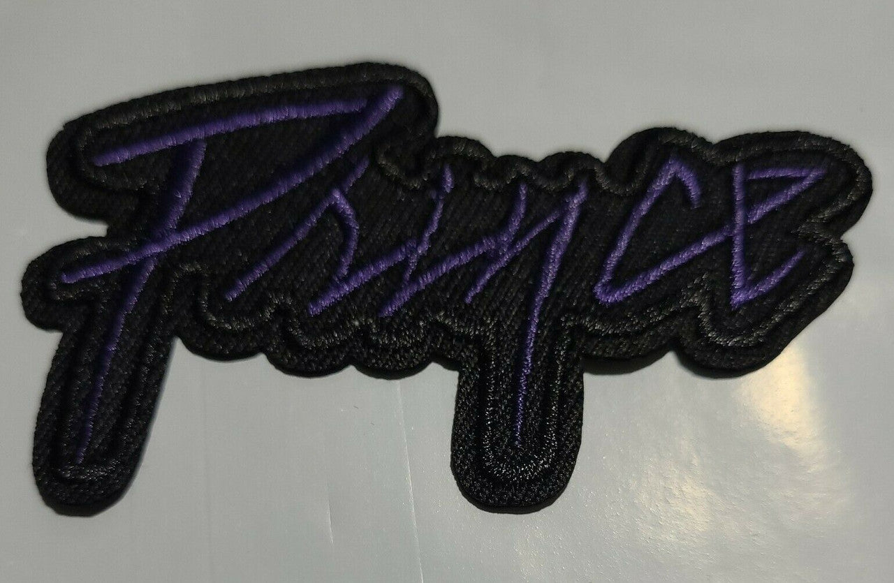 3 1/4 inches wide, a new Prince Band Logo embroidered patch. Sew on or iron on. New.

Please note we will always combine shipping on like items.  Any additional patch or pin will ship for 50 cent per item.  Any additional payment will be reimbursed to your Paypal account.  Thank You.
