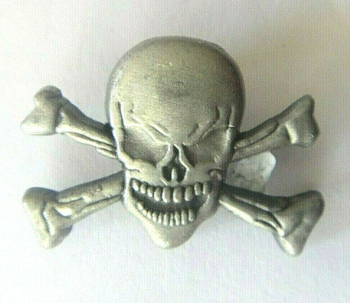 Pirate Skull and Bones Pewter Lapel Pin -New