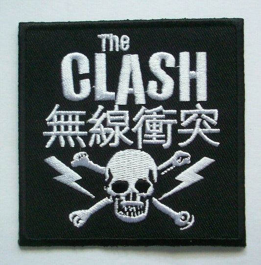 3 inches square, The Clash embroidered patch. Sew on or iron on. New. 

Please note we will always combine shipping on like items.  Any additional patch or pin will ship for 50 cent per item.  Any additional payment will be reimbursed to your Paypal account.  Thank You.