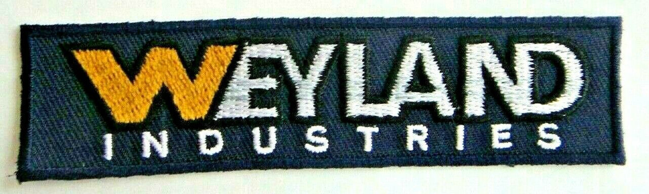 4 inches wide,  a new Aliens "Weyland Industries" Logo embroidered patch. Sew on or iron on. 

Please note we will always combine shipping on like items.  Any additional patch or pin will ship for 50 cent per item.  Any additional payment will be reimbursed to your Paypal account.  Thank You.