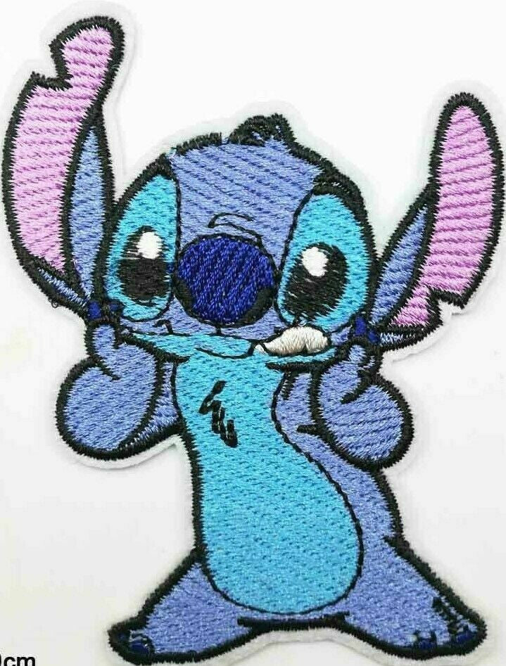 3.75 inches tall, a new Lilo and Stitch "happy Stitch" embroidered patch. Sew or iron on.

Please note we will always combine shipping on like items.  Any additional patch or pin will ship for 50 cent per item.  Any additional payment will be reimbursed to your Paypal account.  Thank You.