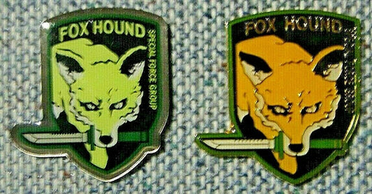 1 1/2 inches tall. two new Metal Gear Solid "Fox Hound" Special Force Group enamel pins with clutch back. You will receive both pins shown in the photo.  You will receive the brown and green version of the Fox Hound Pin.  New.

Please note we will always combine shipping on like items.  Any additional patch or pin will ship for 50 cent per item.  Any additional payment will be reimbursed to your Paypal account.  Thank You.