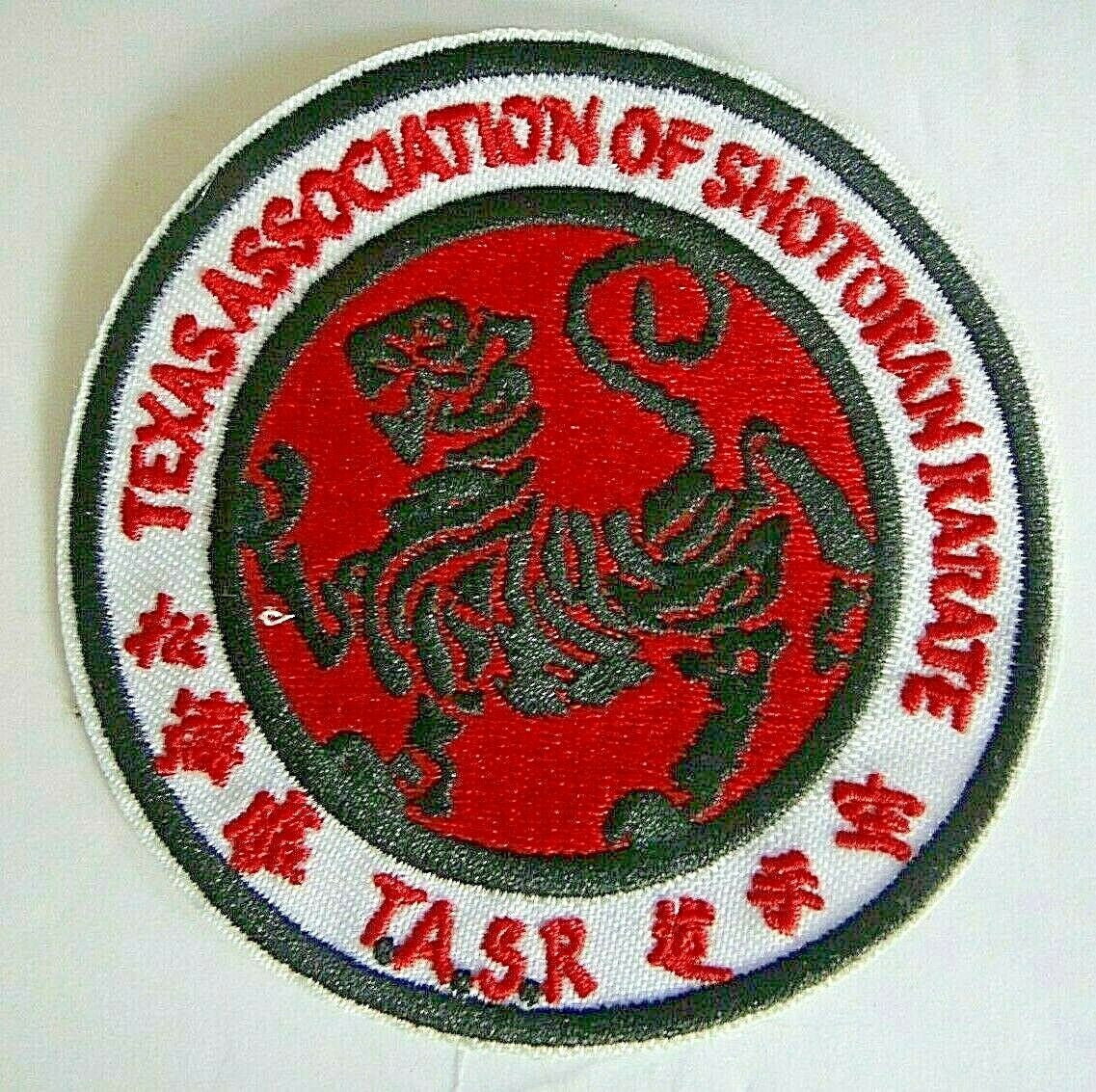 3.5 inches wide,  Texas Association Shotoran Karate "TASK" Embroidered Patch. Sew on or iron.  New 

Please note we will always combine shipping on like items.  Any additional patch or pin will ship for 50 cent per item.  Any additional payment will be reimbursed to your Paypal account.  Thank You.