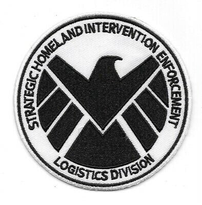 3.5 inches diameter, Agents of S.H.I.E.L.D. Homeland Enforcement White Logo embroidered patch. Sew or iron on. New. 

Please note we will always combine shipping on like items.  Any additional patch or pin will ship for 50 cent per item.  Any additional payment will be reimbursed to your Paypal account.  Thank You.