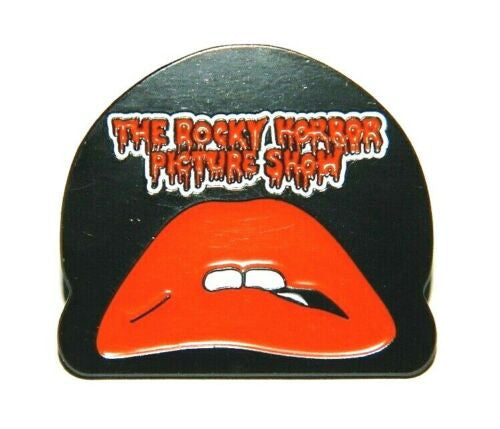 1.25 inches wide, a new The Rocky Horror Picture Show Name & Lips Logo Metal Cloisonne  Pin with clutch back. 

Please note we will always combine shipping on like items.  Any additional patch or pin will ship for 50 cent per item.  Any additional payment will be reimbursed to your Paypal account.  Thank You.