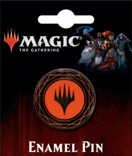 1 inches tall, A new Magic the Gathering Card Game Planeswalker  Mana Logo Metal Enamel Pin with clutch back.  
Good luck. 

Please note we will always combine shipping on like items.  Any additional patch or pin will ship for 50 cent per item.  Any additional payment will be reimbursed to your Paypal account.  Thank You.
