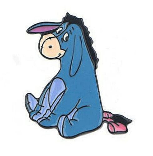 1 inches tall, a new Winnie the Pooh, "Eeyore Sitting" enamel pin with a single post backing. New.

Please note we will always combine shipping on like items.  Any additional patch or pin will ship for 50 cent per item.  Any additional payment will be reimbursed to your Paypal account.  Thank You.