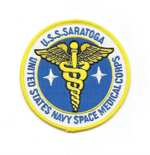4 inches tall,  a new Space Above And Beyond USS Saratoga U.S.N. Space Medical Corps embroidered patch. Sew on or iron on. 

Please note we will always combine shipping on like items.  Any additional patch or pin will ship for 50 cent per item.  Any additional payment will be reimbursed to your Paypal account.  Thank You.
