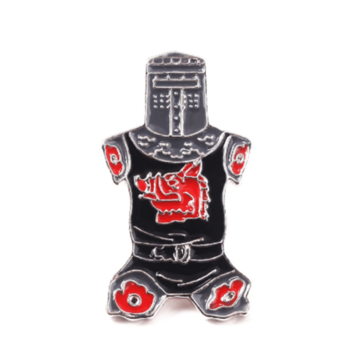 1. 3/8 inches diameter, a new Monty Python and the Holy Grail Black Knight Flesh Wound Metal Enamel Pin with clutch back. 

Please note we will always combine shipping on like items.  Any additional patch or pin will ship for 50 cent per item.  Any additional payment will be reimbursed to your Paypal account.  Thank You.