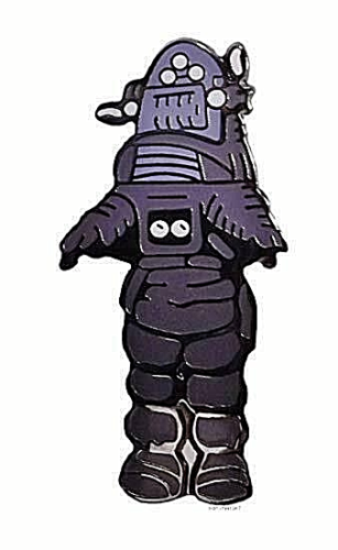 1 1/2 inches wide.  a new Forbidden Planet "Robby the Robot" Enamel Metal pin with clutch back. One of the early Sci-Fi Classics of all time, and a cool robot to cement the deal.  Good Luck.

Please note we will always combine shipping on like items.  Any additional patch or pin will ship for 50 cent per item.  Any additional payment will be reimbursed to your Paypal account.  Thank You.