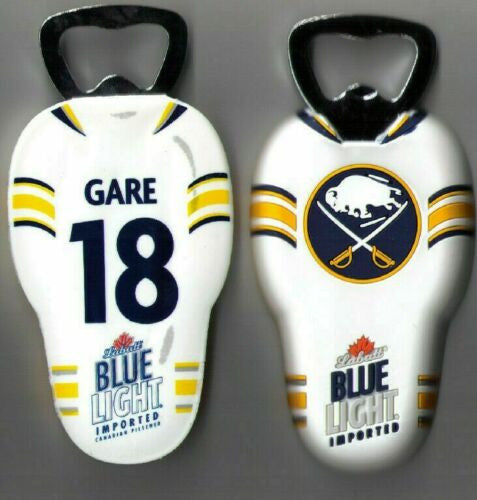 Up for sale is one "1"  older rubber and metal key chain.  The key chain is shaped like a Buffalo Sabres jersey. Featured jersey #18 worn by the retired Sabre, Danny Gare.  The keychain is double sided with the logo on the front and the numbers on the back.   

Please note we will always combine shipping on like items.  Any additional patch or pin will ship for 50 cent per item.  Any additional payment will be reimbursed to your Paypal account.  Thank You.