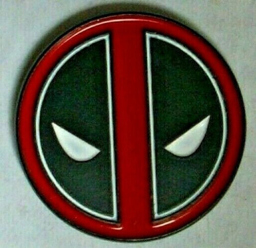 1 inch diameter, a new Marvel Comics, Deadpool enamel evil eyes logo pin with clutch back. 

Please note we will always combine shipping on like items.  Any additional patch or pin will ship for 50 cent per item.  Any additional payment will be reimbursed to your Paypal account.  Thank You.