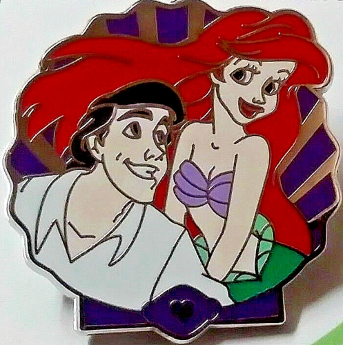 1.75 inches wide. the Little Mermaid "Prince Eric and Ariel" enamel pin with clutch back featuring Prince Eric and Ariel.  New.

Please note we will always combine shipping on like items.  Any additional patch or pin will ship for 50 cent per item.  Any additional payment will be reimbursed to your Paypal account.  Thank You.